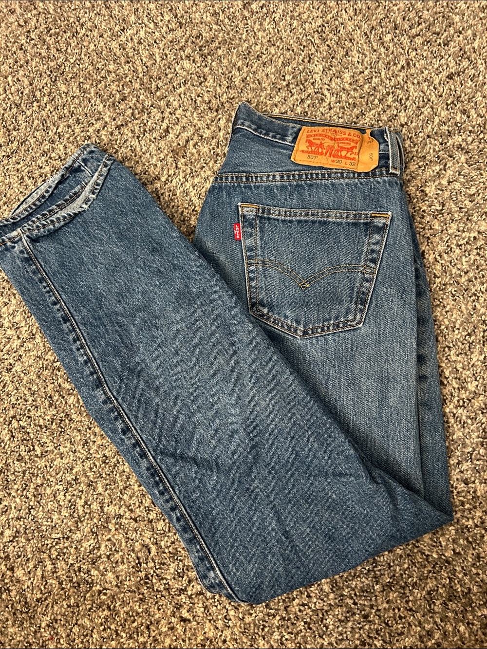 Levi Original 501 Men’s Blue Straight-Leg Jeans - Picture 3 of 3